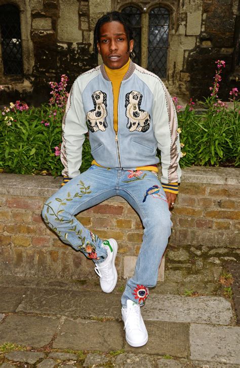 asap rocky navy gucci sweatpants|how to dress like asap rocky.